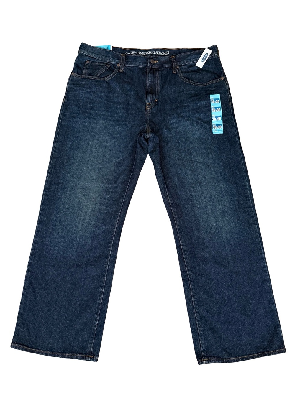 Old Navy Men's Famous Jeans Loose Ample 38x30 Blue Denim Dark Wash Straight Leg